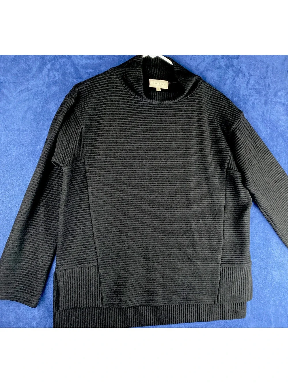 melloday sweater XS, black boxy look, turtleneck, long sleeve Pullover